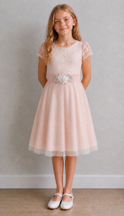 Vestido Junior Sara Kay Rosa plata II (78 cm contorno)