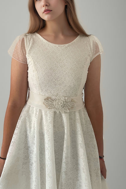 Vestido Niña Sara Kay cinturón dorado