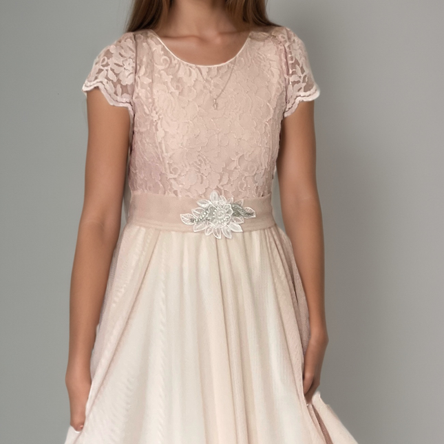 Vestido Niña Sara Kay  Rosa plata