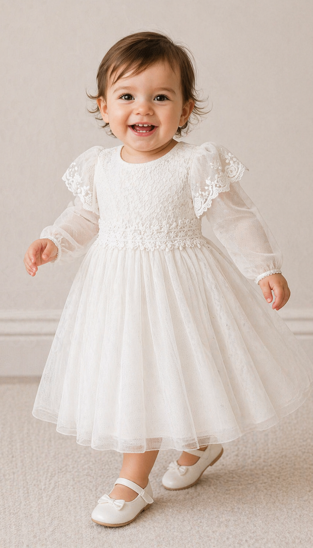 Vestido Baby  Pascuala con manga (52 cm contorno)