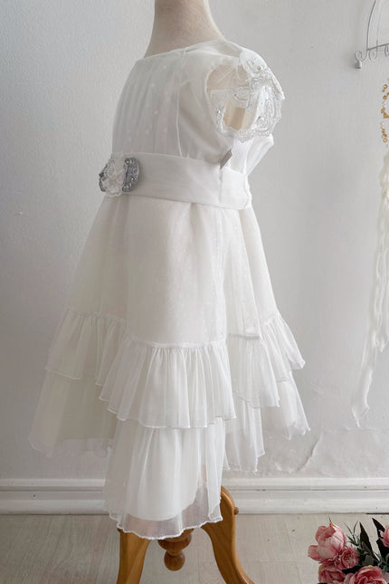 Vestido Niña Simona Blanco Plata Baby doble
