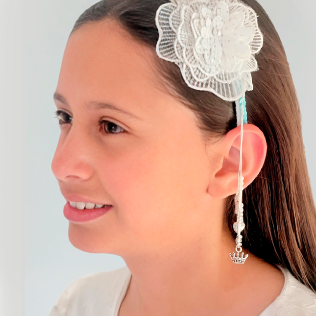 Cintillo de Flores y charms para Niña (calipso flor bca)