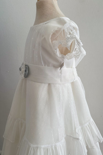 Vestido Niña Simona Blanco Plata Baby doble