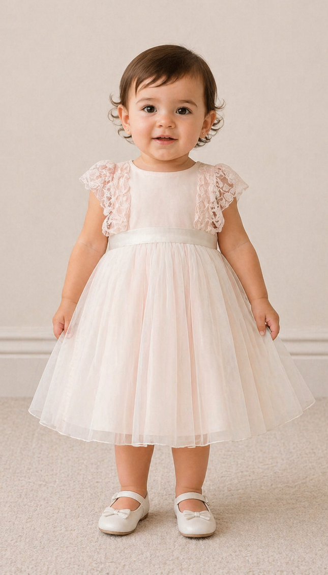 Vestido Baby Paloma Rosa (58 cm contorno)
