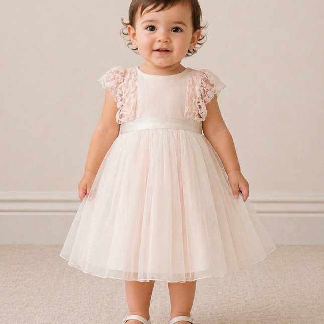 Vestido Baby Paloma Rosa (58 cm contorno)
