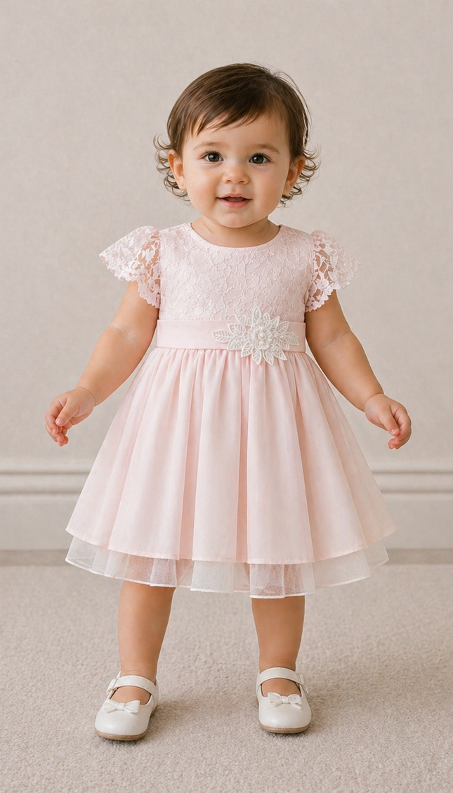 Vestido Baby Sara Kay Rosa (50 cm contorno)