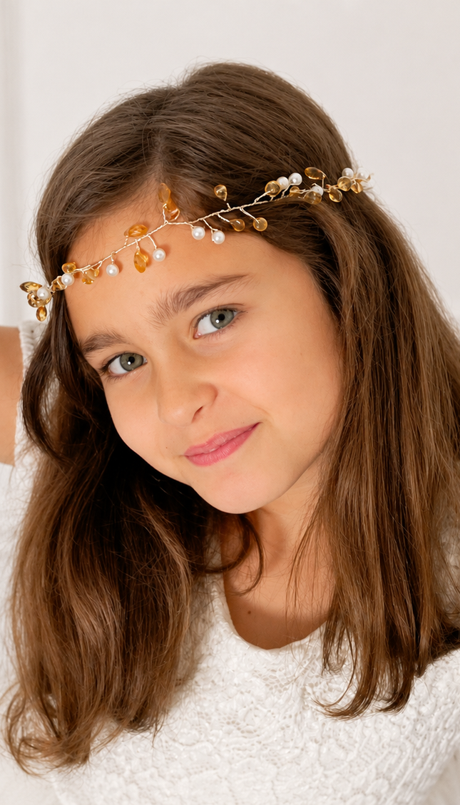 Tiara cristal y perla para Niña Ambar