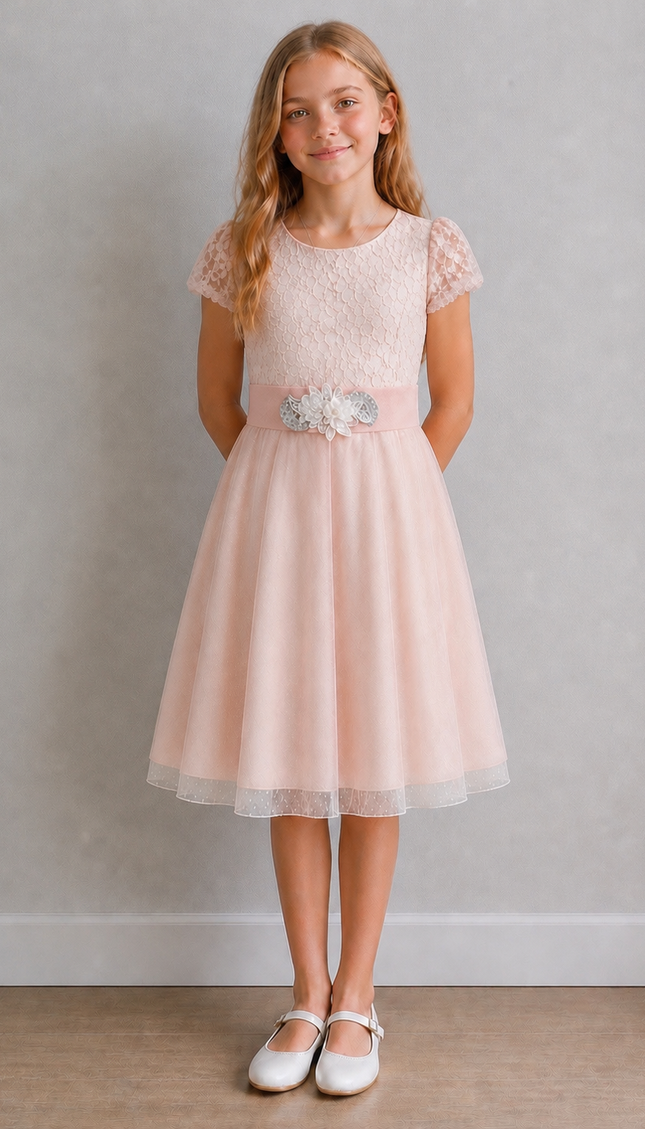 Vestido Junior Sara Kay  Rosa plata II (78 cm contorno)