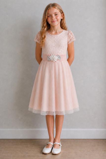 Vestido Junior Sara Kay  Rosa plata II (78 cm contorno)
