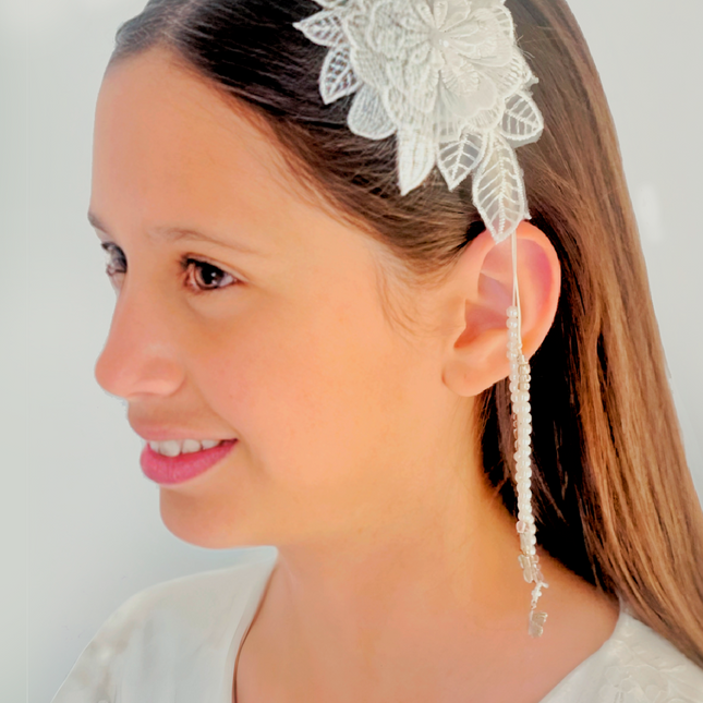 Cintillo de Flores y charms para Niña (Toque Dorado)