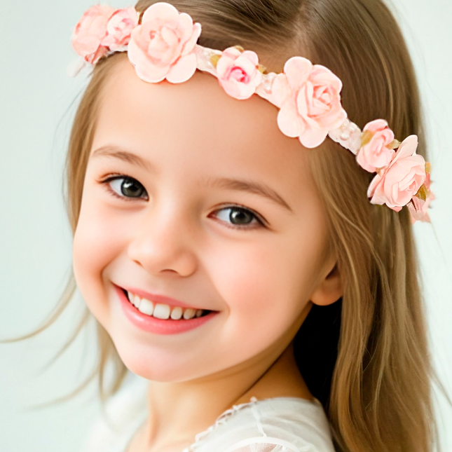 Coronita flor y perla (rosa)