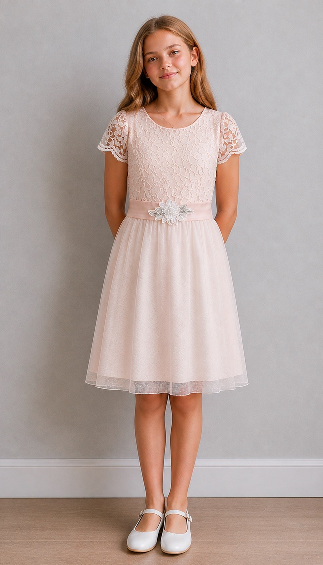 Vestido Junior Sara Kay  Rosa plata I (78 cm contorno)