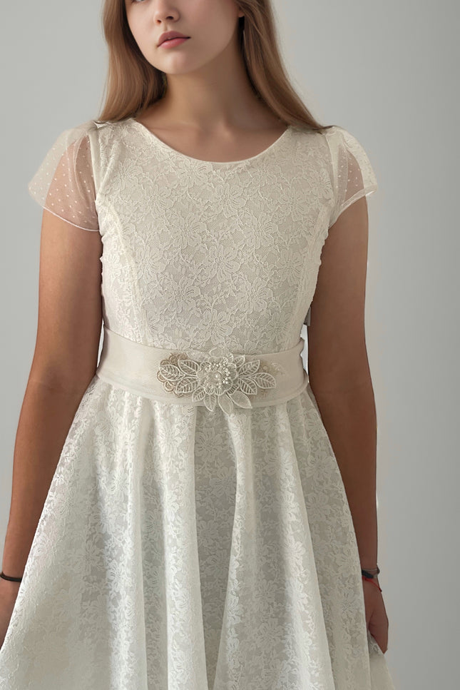 Vestido Niña Sara Kay cinturón dorado