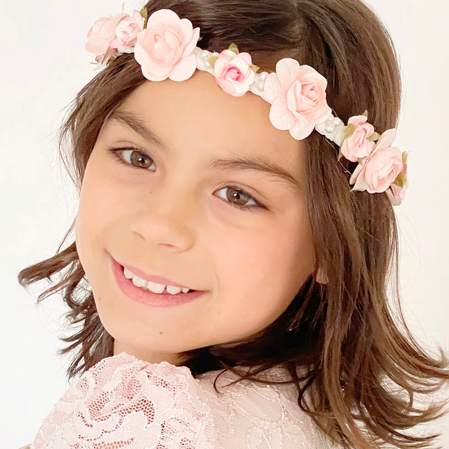 Coronita flor y perla (rosa)