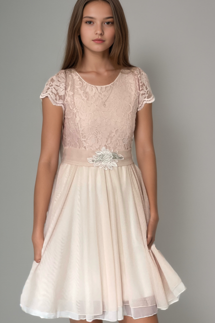 Vestido Niña Sara Kay  Rosa plata