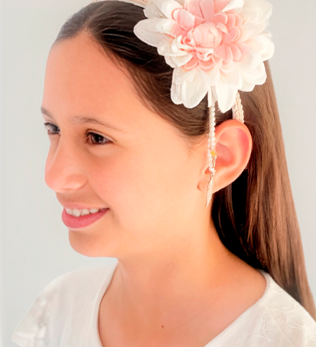 Cintillo de Flores y charms para Niña (Flor cruda)