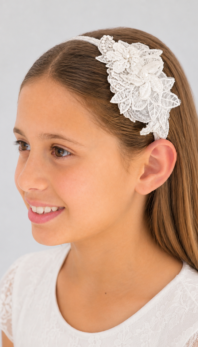 Cintillo de Flores y charms para Niña (Toque plata)