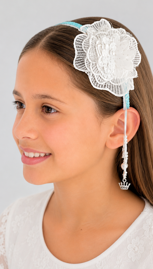 Cintillo de Flores y charms para Niña (calipso flor bca)