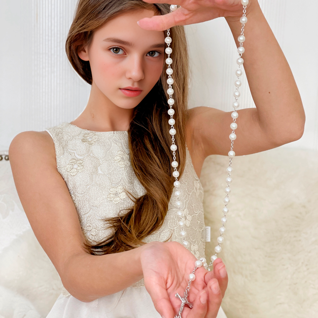 Rosario perlas y cruz