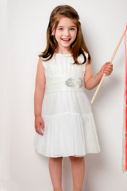Vestido Niña Simona Blanco Plata Baby
