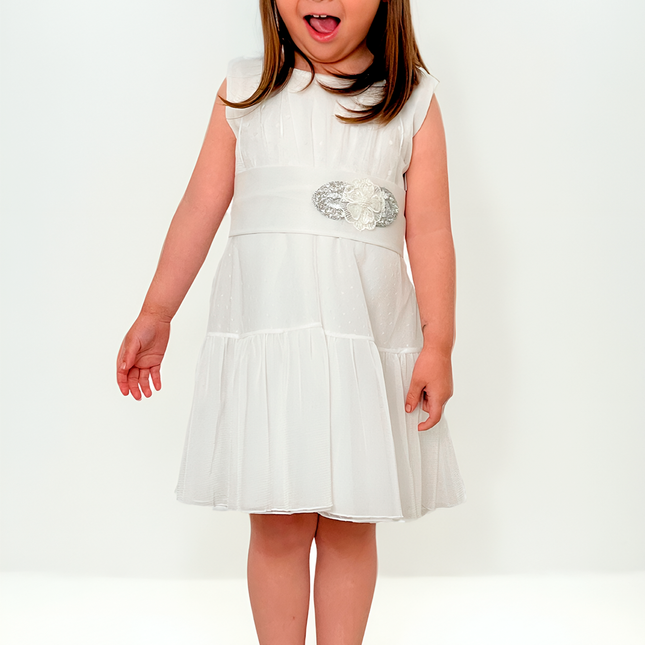 Vestido Niña Simona Blanco Plata Baby
