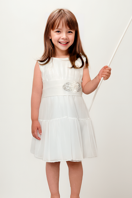 Vestido Niña Simona Blanco Plata Baby