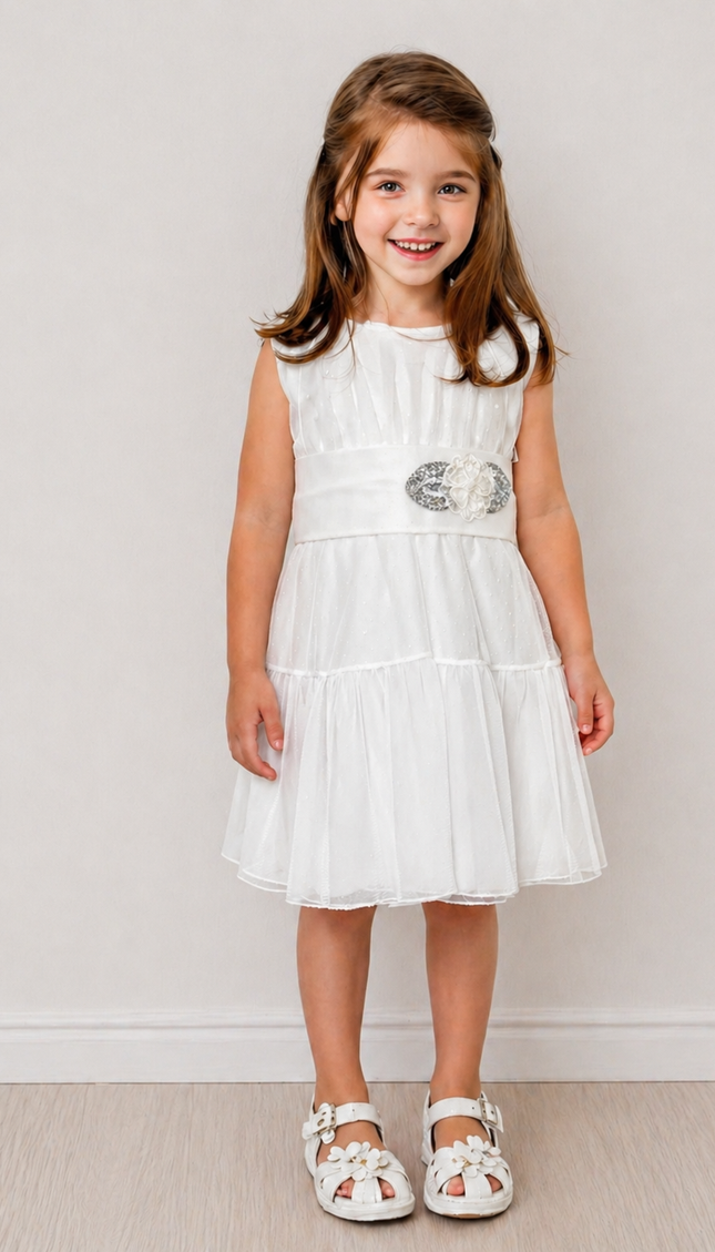 Vestido Petite Simona Blanco Plata (62 cm contorno)
