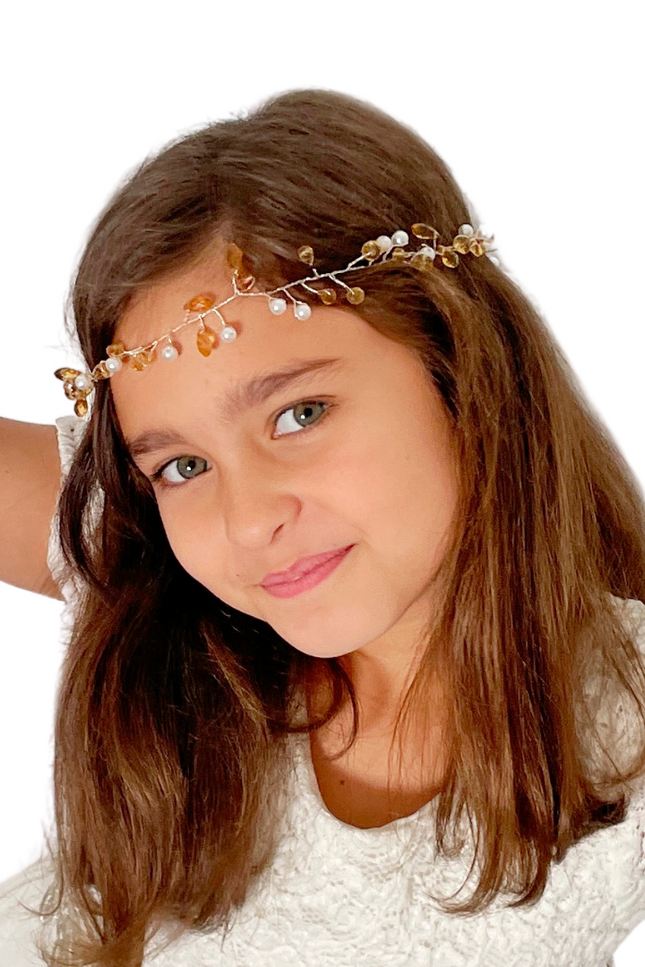 Tiara cristal y perla para Niña