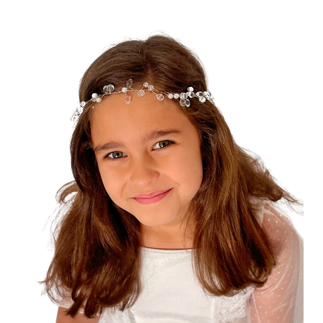 Tiara cristal y perla para Niña